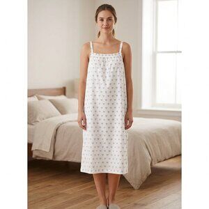 Lake 100% Cotton Ruffle Nightgown in Blue Heart Sz L